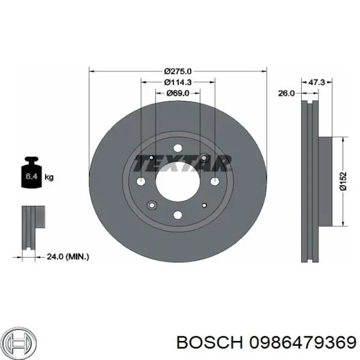 Купити 0986479369 Bosch Ротор гальмівний