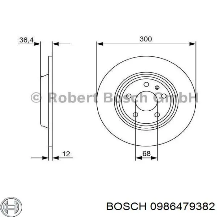 0986479382 Bosch диск гальмівний задній
