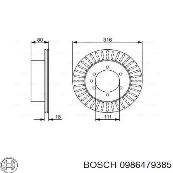 Диск гальмівний задній 0986479385 Bosch