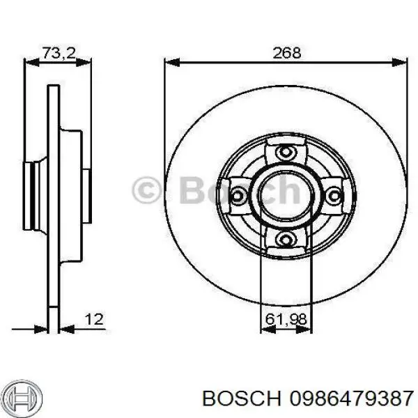 0986479387 Bosch диск гальмівний задній