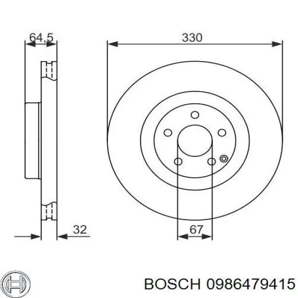 Купити 0986479415 Bosch Ротор гальмівний
