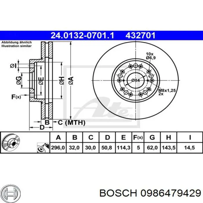0986479429 Bosch Гальмо дискове переднє