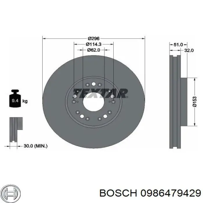 0986479429 Bosch диск гальмівний передній