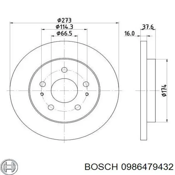 Гальмівні диски передні 0986479432 Bosch