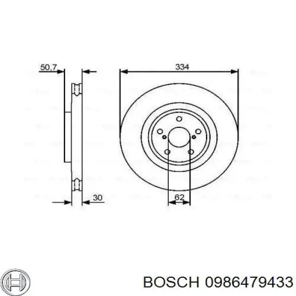 Диск гальмівний передній 0986479433 Bosch