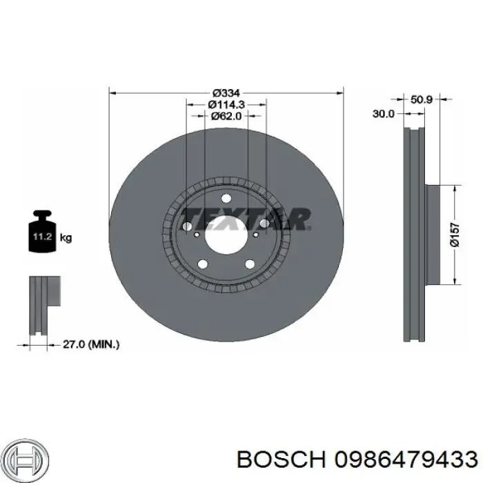 0986479433 Bosch Гальмо дискове переднє