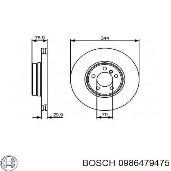 0986479475 Bosch диск гальмівний передній