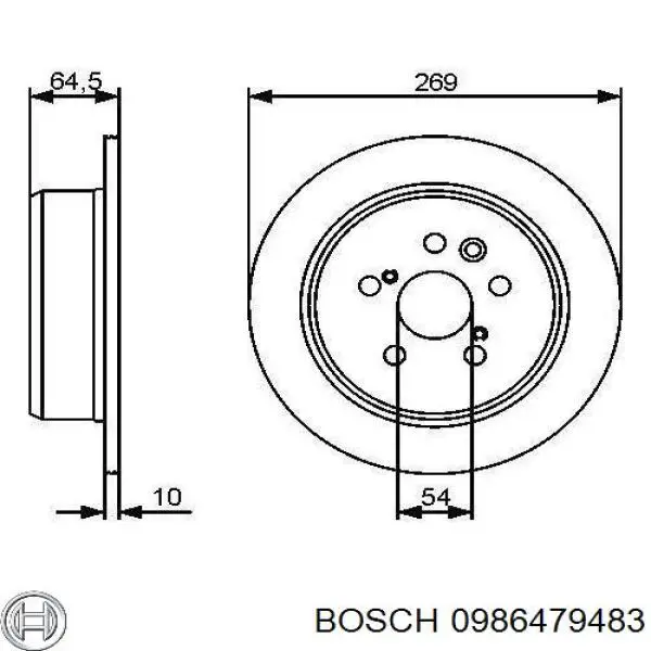 0986479483 Bosch диск гальмівний задній
