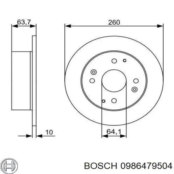 Диск гальмівний задній 0986479504 Bosch