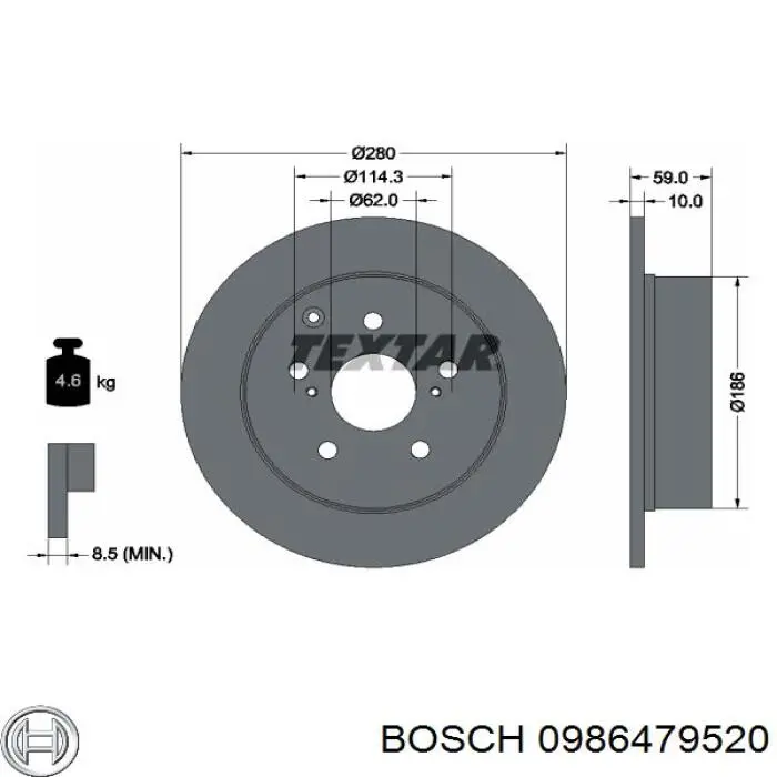 Купити 0986479520 Bosch Диск заднього гальма