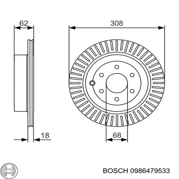 Купити 0986479533 Bosch Диск заднього гальма