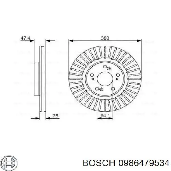 0986479534 Bosch диск гальмівний передній