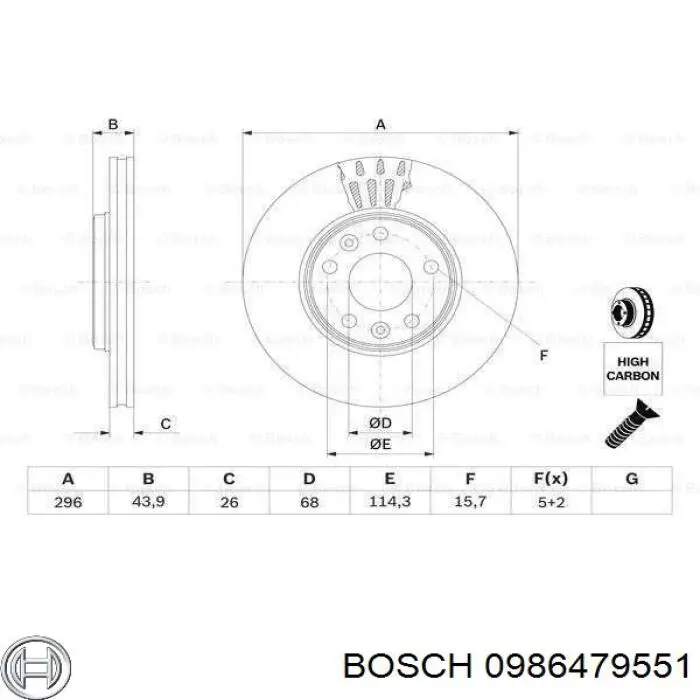 0986479551 Bosch диск гальмівний передній