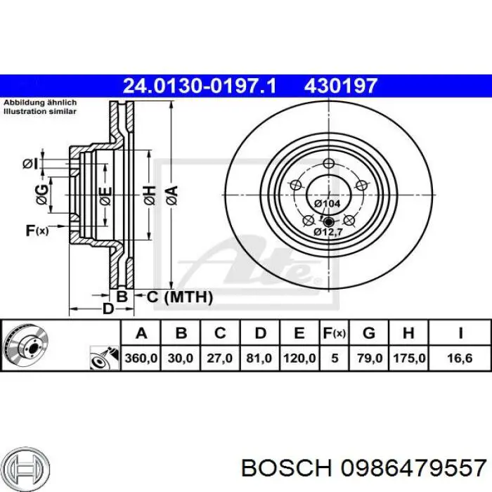 Гальмівні диски передні 0986479557 Bosch