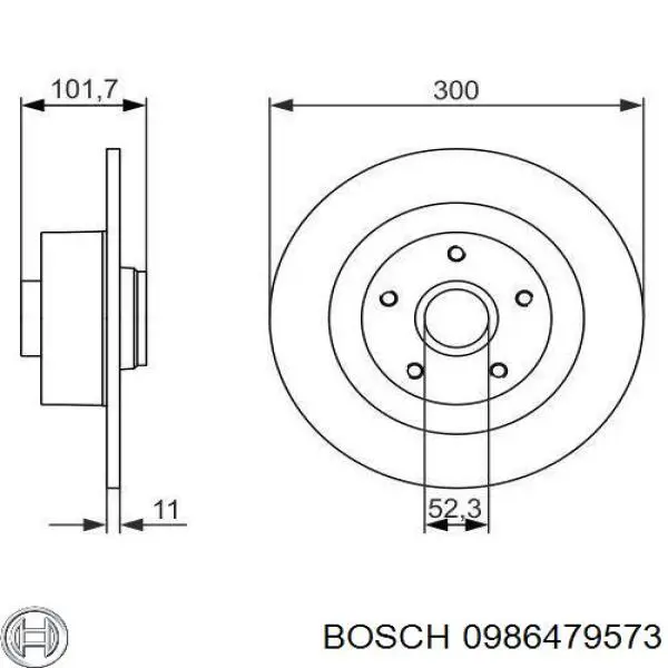 Диск гальмівний задній 0986479573 Bosch