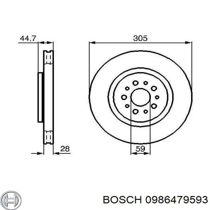 Диск гальмівний передній 0986479593 Bosch