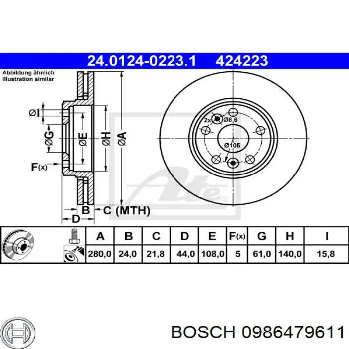 Купити 0986479611 Bosch Ротор гальмівний