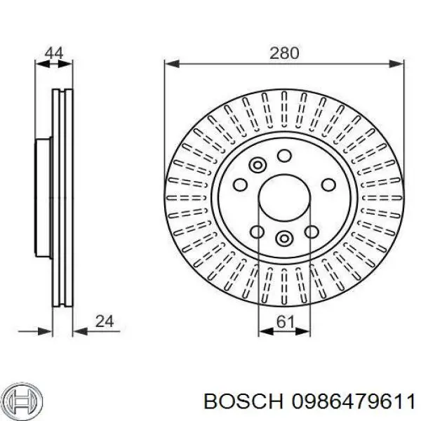 0986479611 Bosch диск гальмівний передній