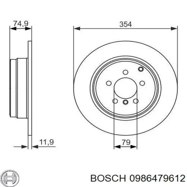 0986479612 Bosch диск гальмівний задній