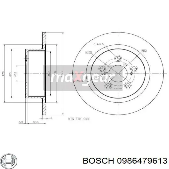 Диск гальмівний задній Bosch 0986479613