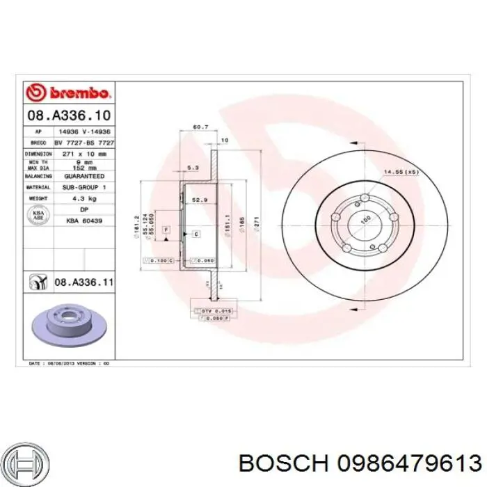 Задні дискові гальма Bosch 0986479613 ціна, від 27.62 USD