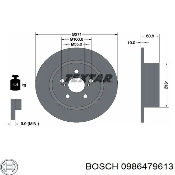 Купити 0986479613 Bosch Диск заднього гальма