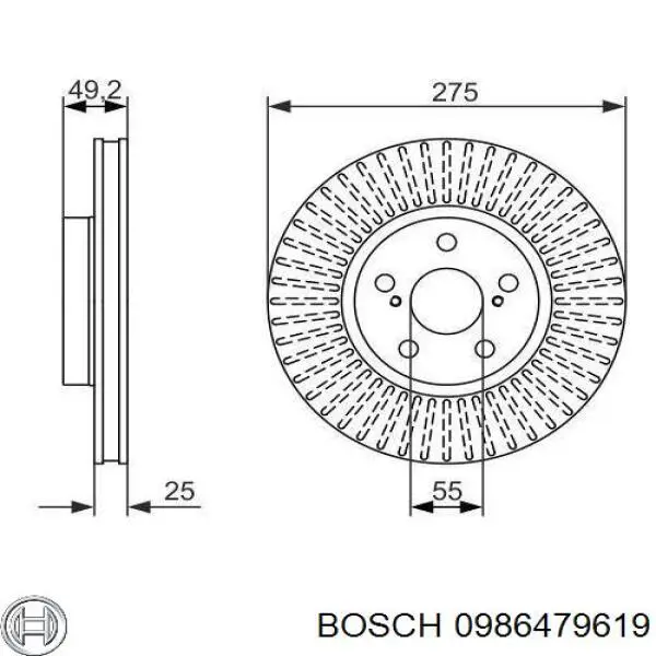 0986479619 Bosch диск гальмівний передній