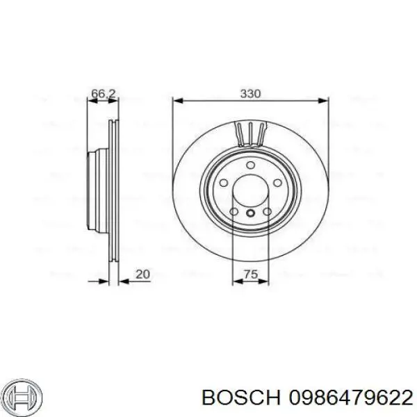 0986479622 Bosch диск гальмівний задній