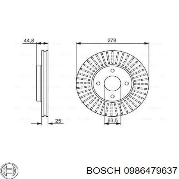 0986479637 Bosch диск гальмівний передній