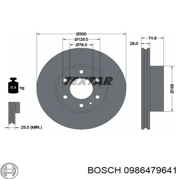Диск переднього гальма Bosch 0986479641 ціна, від 43.58 USD