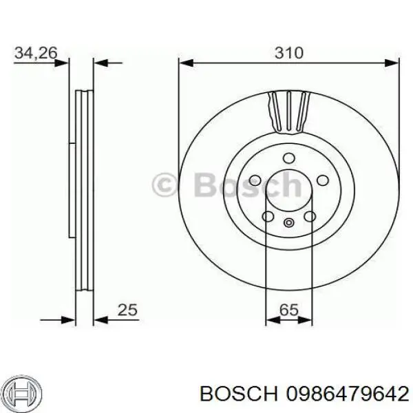 Диск гальмівний передній 0986479642 Bosch