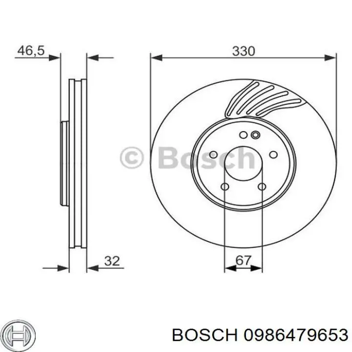Диск гальмівний задній Bosch 0986479653