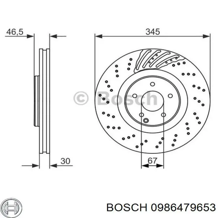 Купити 0986479653 Bosch Диск заднього гальма