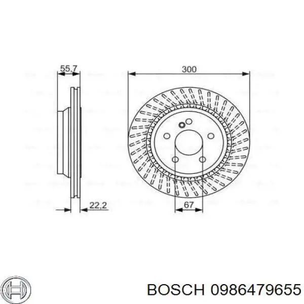 0986479655 Bosch диск гальмівний задній