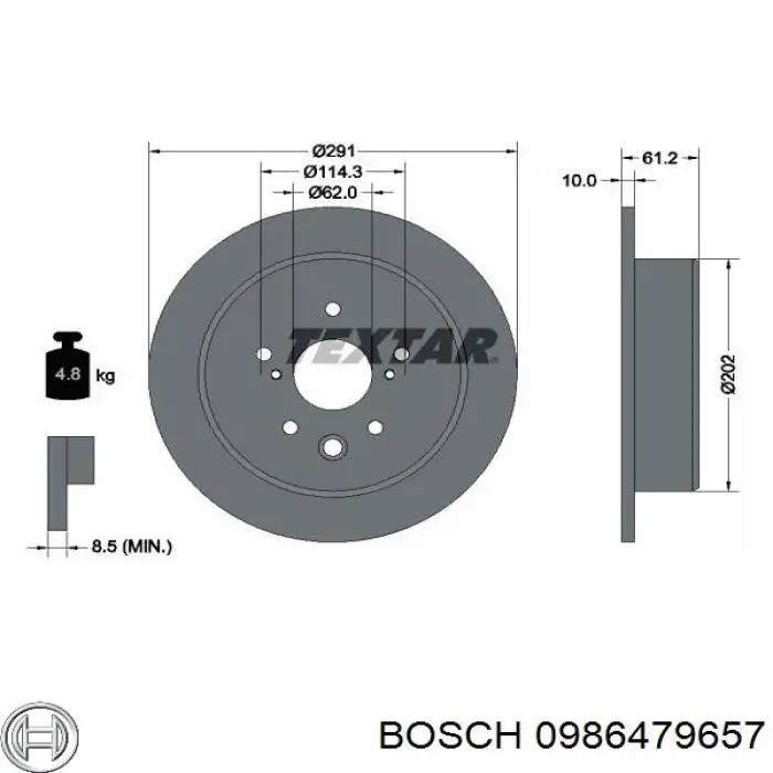Задні дискові гальма Bosch 0986479657 ціна, від 32.46 USD