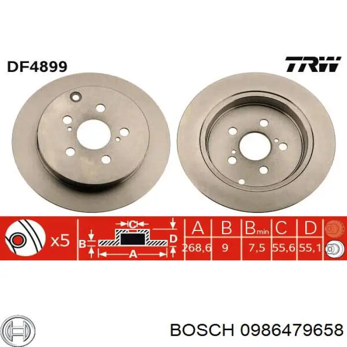Гальмівні диски 0986479658 Bosch
