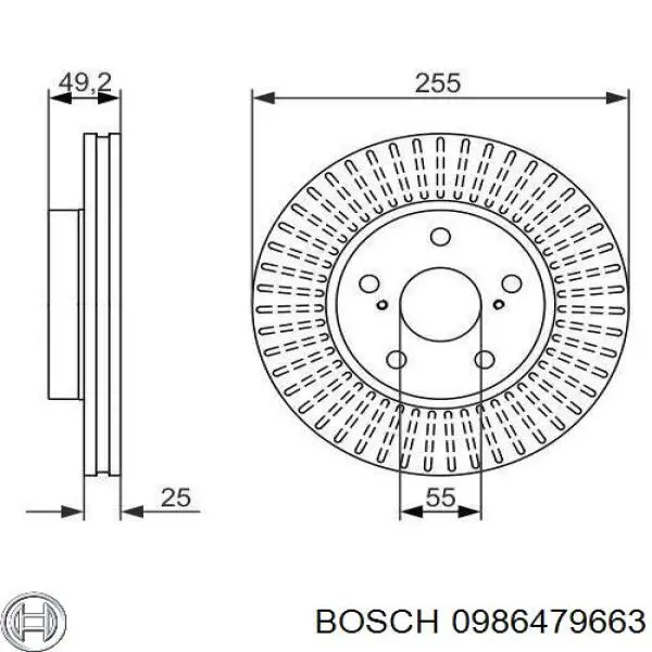 Гальмівні диски передні 0986479663 Bosch