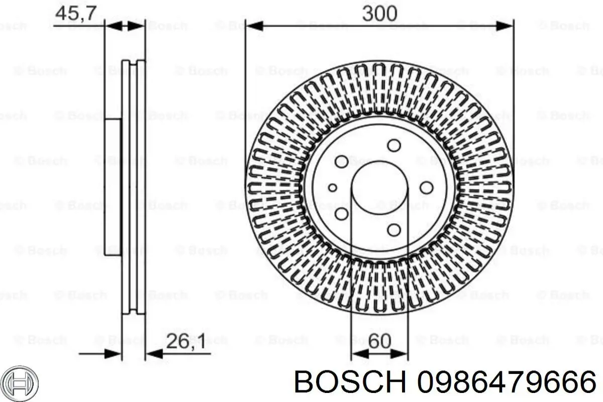 0986479666 Bosch диск гальмівний передній