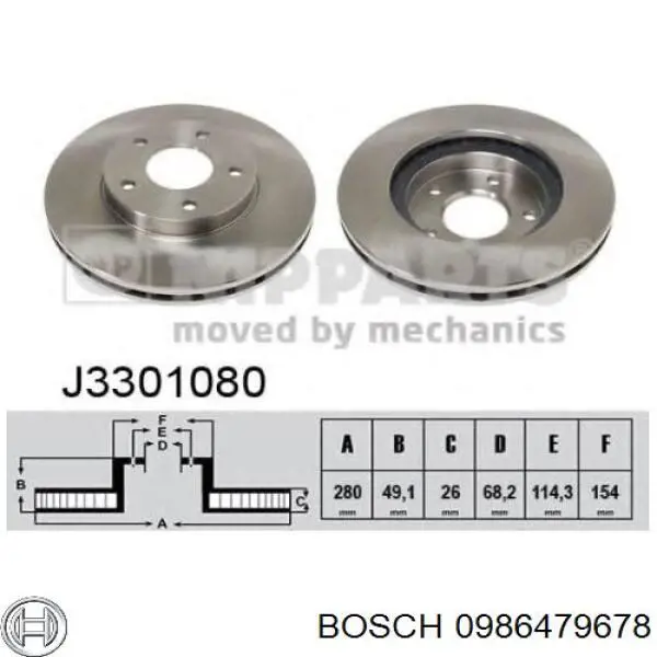 Гальмівні диски передні 0986479678 Bosch