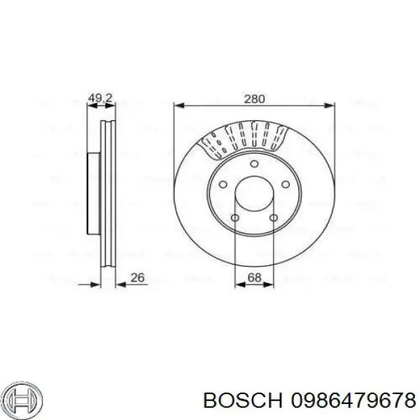 0986479678 Bosch Гальмо дискове переднє
