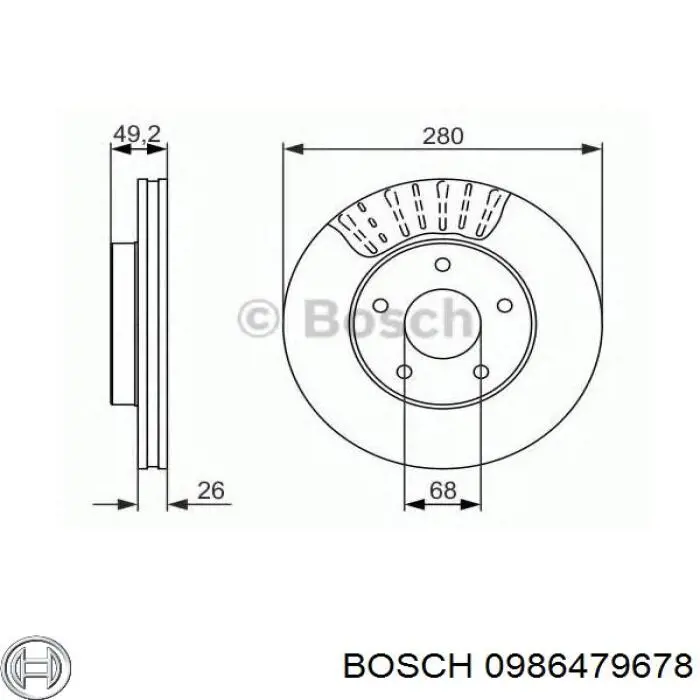 0986479678 Bosch Гальмо дискове переднє