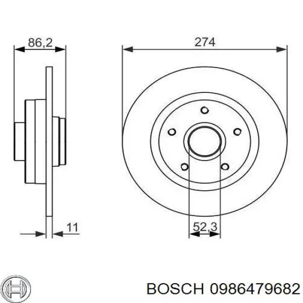 Диск гальмівний задній 0986479682 Bosch