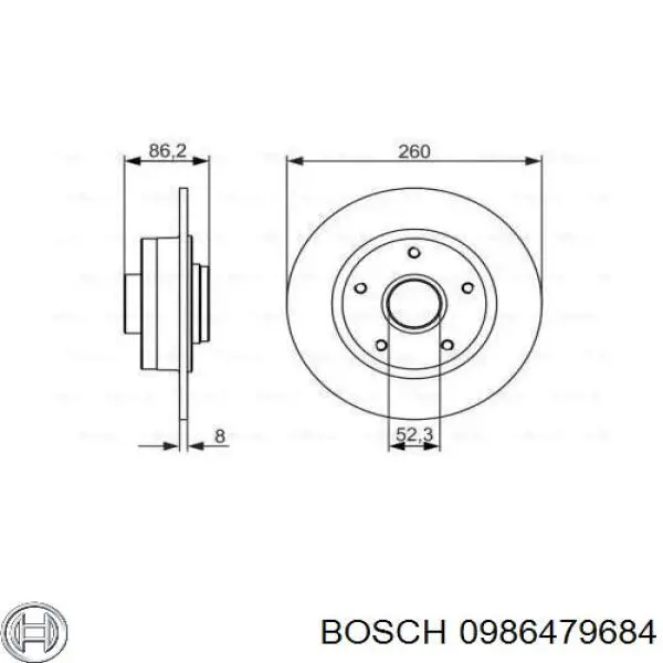 Задні дискові гальма Bosch 0986479684 ціна, від 45.27 USD