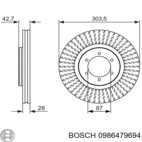 Гальмівні диски передні 0986479694 Bosch