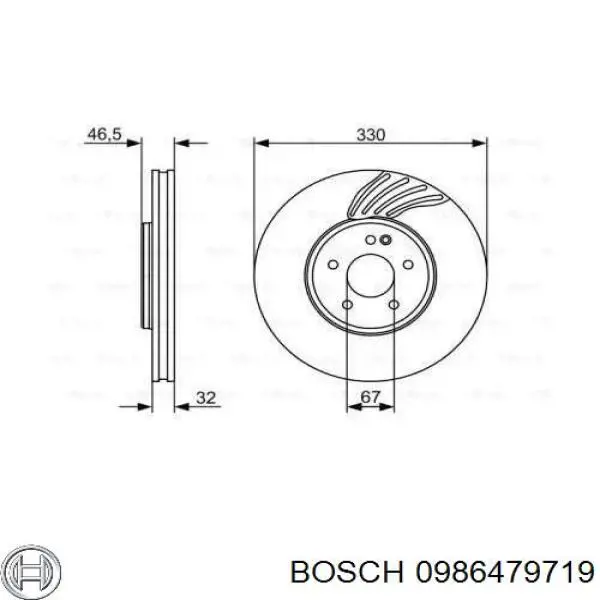 0986479719 Bosch Гальмо дискове переднє