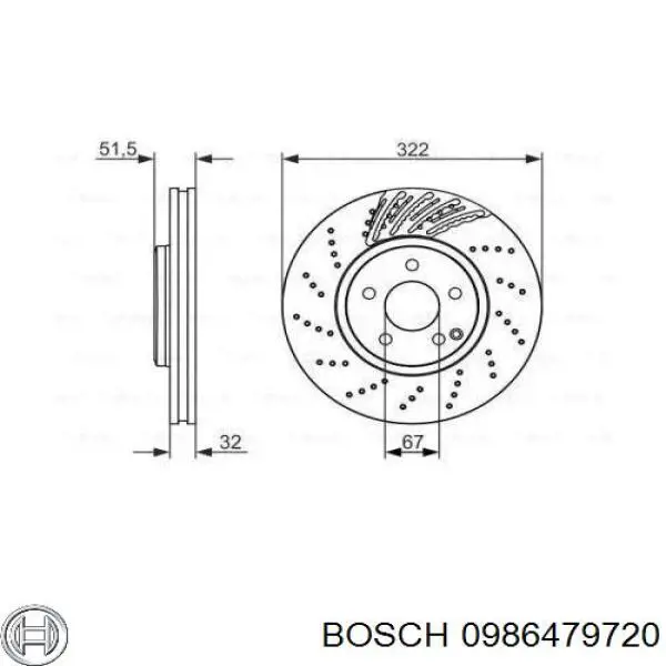 Гальмівні диски передні 0986479720 Bosch