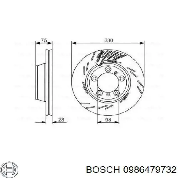 Диск гальмівний задній 0986479732 Bosch