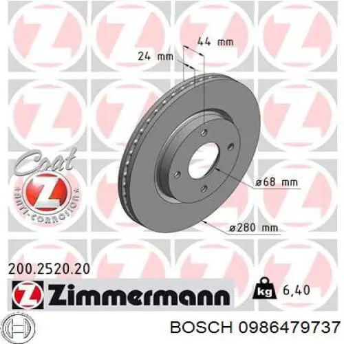 Гальмівні диски передні 0986479737 Bosch