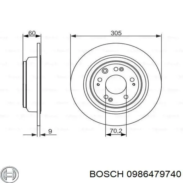 0986479740 Bosch диск гальмівний задній