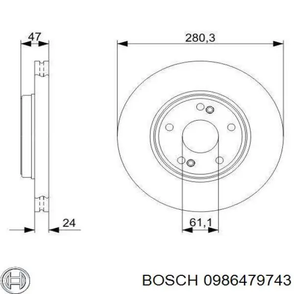 Диск переднього гальма Bosch 0986479743 ціна, від 43.14 USD